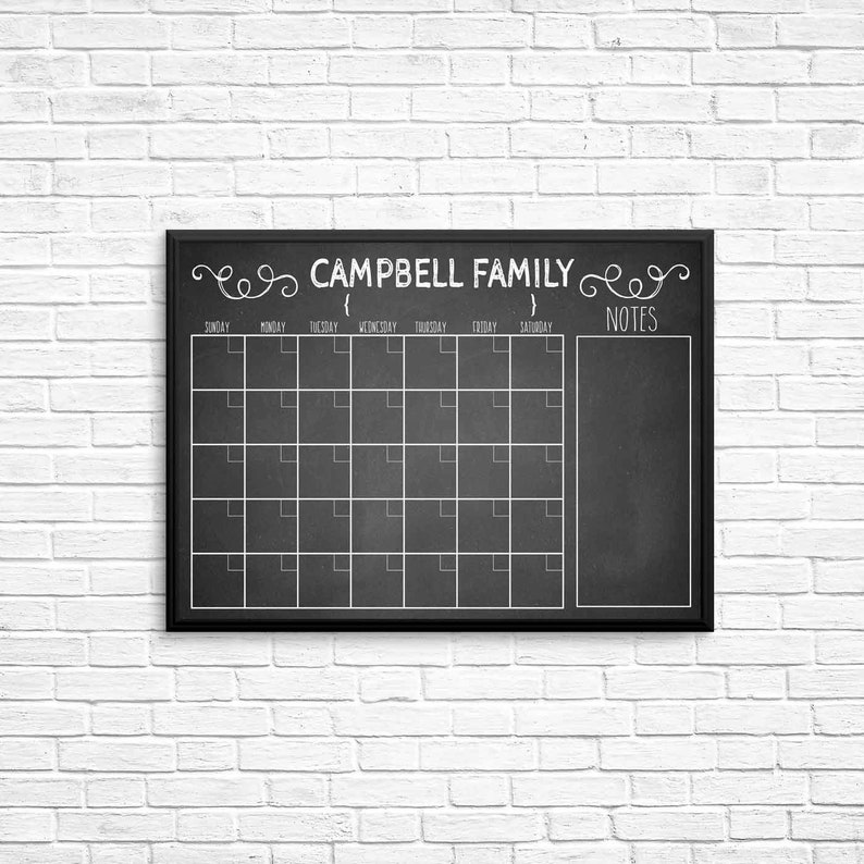 Chalkboard Calendar Printable-chalkboard Dry Erase-cutomizable - Etsy