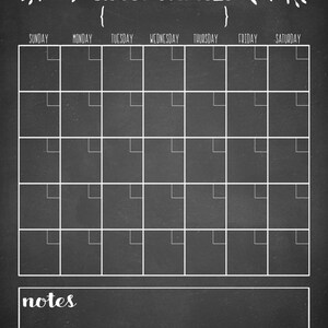 Dry Erase Calendar Printable-cutomizable- Mulitple Sizes Available ...