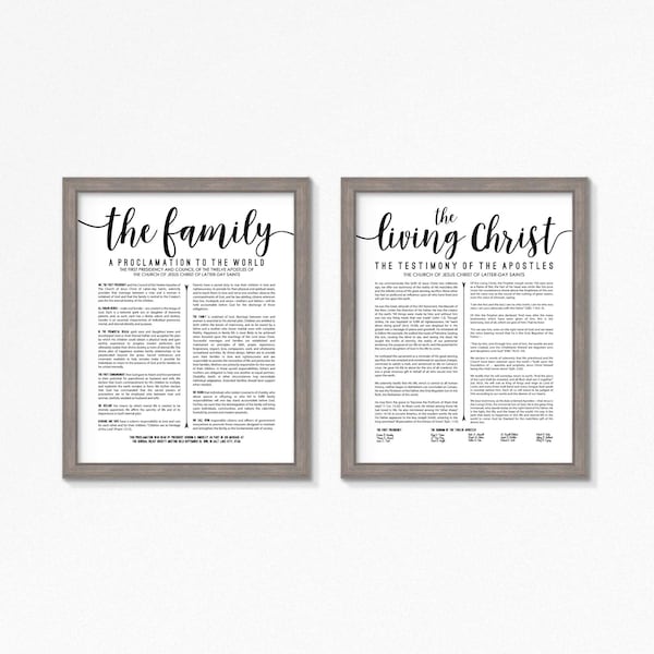 LDS The Living Christ and Family Proclamation Printable-Black Text-Instant Download-Multiple Sizes-Digital Files-LDS poster printables