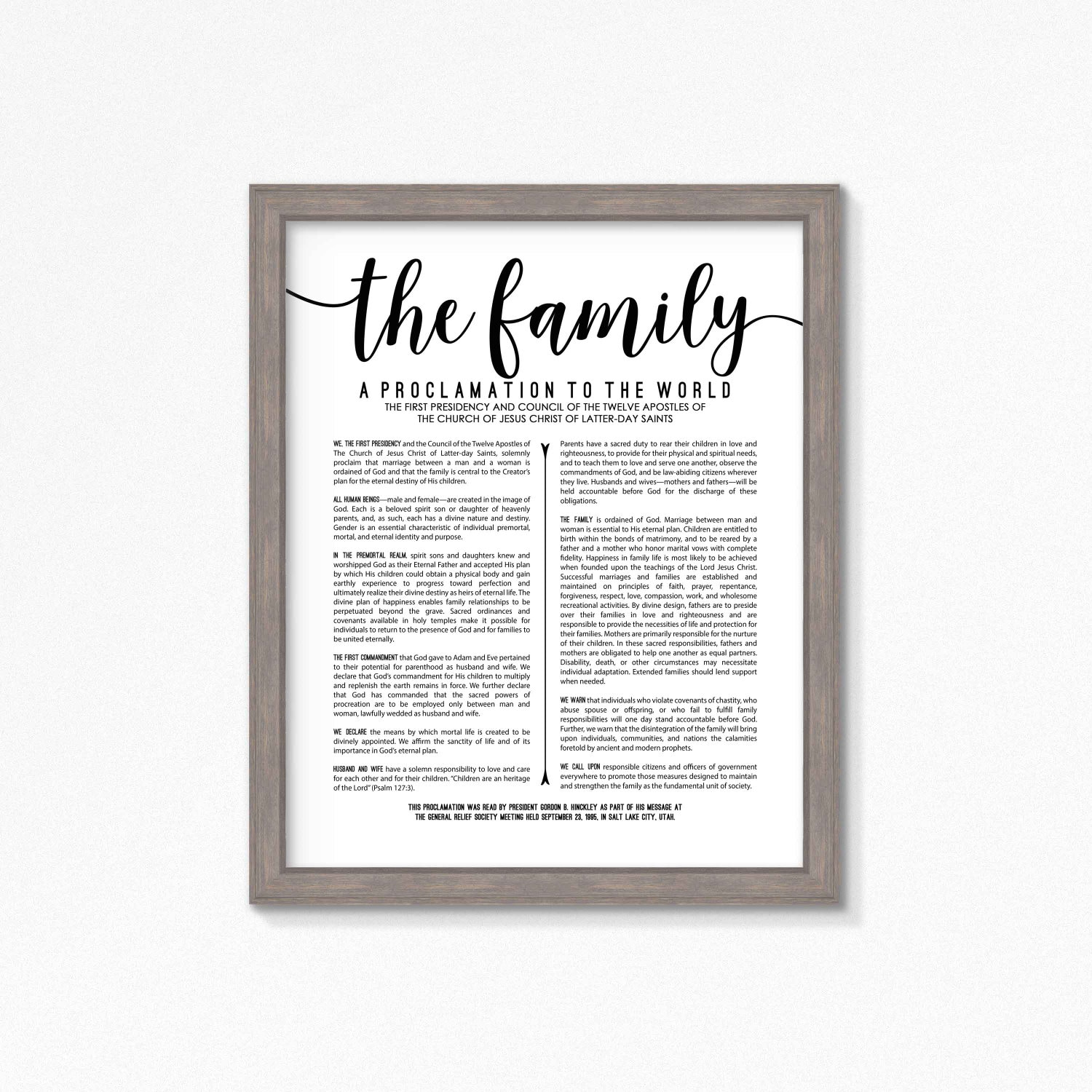 LDS Family Proclamation-printable-multiple Size Included-instant  Downloads-black Text-digital Files-lds Art-lds Poster Printables-mormon 