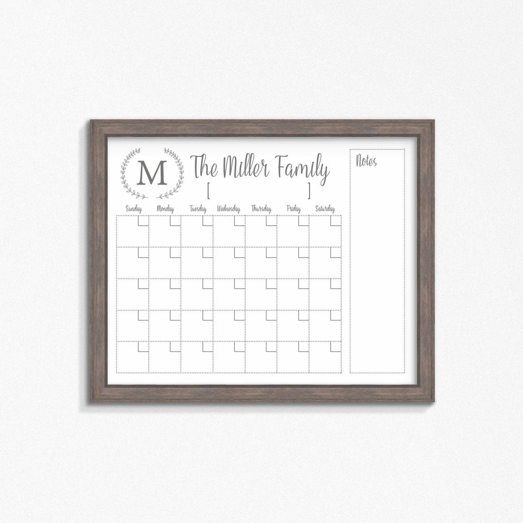 Dry Erase Calendar Printable-chalkboard Dry Erase-cutomizable Mulitple ...
