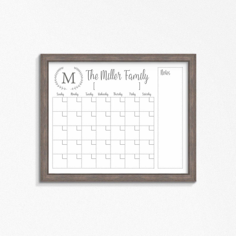 Dry Erase Calendar Printablechalkboard Dry Erasecutomizable Etsy