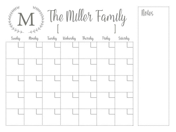 Trocken Loschen Kalender Printable Tafel Trocken Abwischbaren Etsy