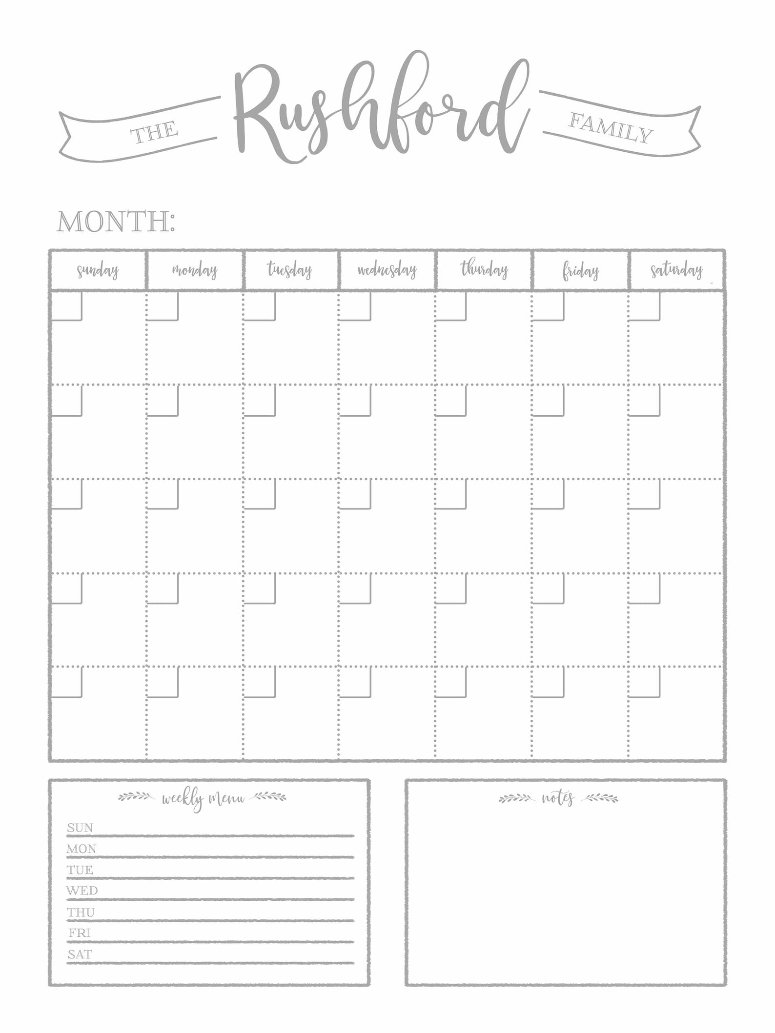 Dry Erase Calendar Printable-chalkboard Dry Erase-cutomizable | Etsy