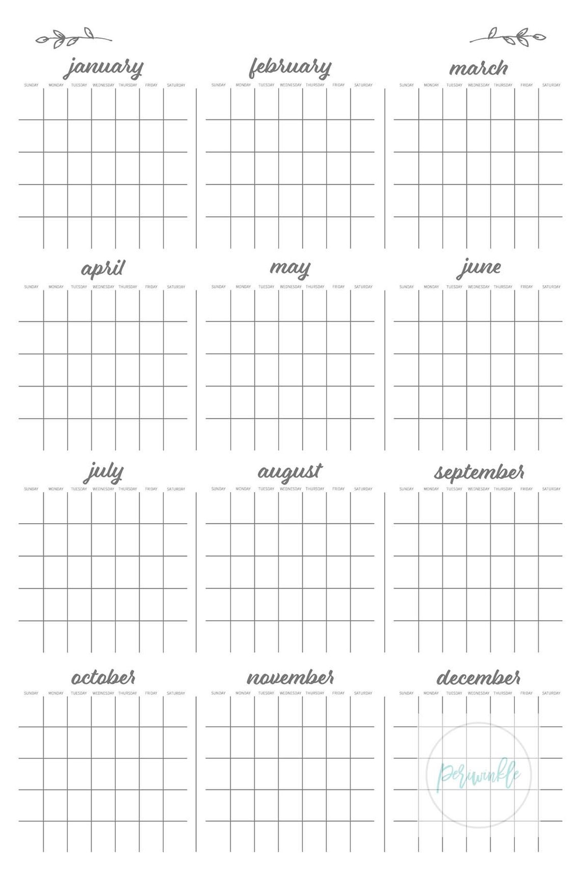 Perpetual/yearlydry Erase Calendar Printablefamily Etsy