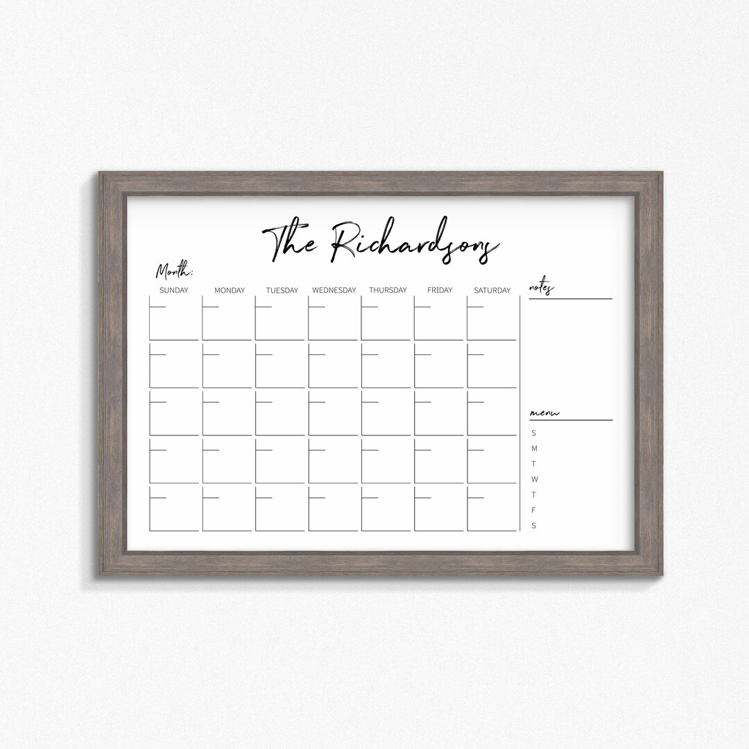 Dry Erase Calendar Printable-family Calendar-command Center ...