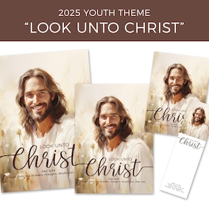 Tema da Juventude SUD 2025 - Olhar para Cristo - Cartaz das Moças, folhetos, materiais para impressão, marcadores de página, download instantâneo