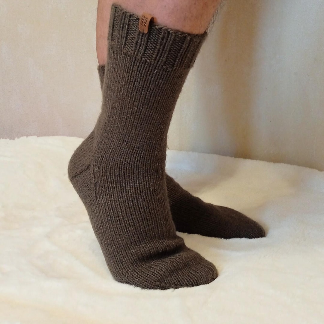 Chaussettes hautes pour hommes très chaudes, tricotées à la main