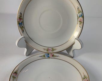 Set of Two Noritake Saucers Pattern Sedan Handpainted Nippon 4 1/2" Diameter