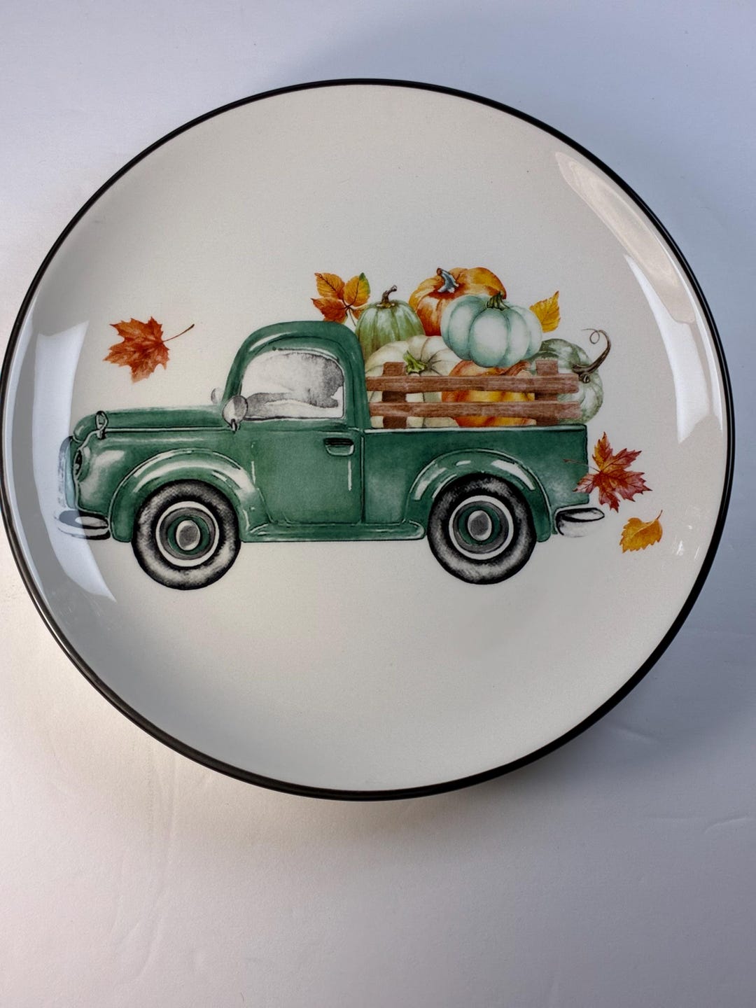 Robert Stanley “joyful Fall” Plate Green Vintage Truck Filled With ...
