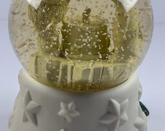 Department 56 Snow Baby Water globe Music Box Happy Birthday Song Make a Wish Birthday Cake 6” Tall and 4” Wide