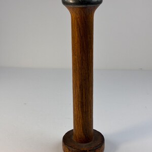 Vintage Industrial Textile Spool wooden with metal insert 7” tall Joseph Lumber & Sons