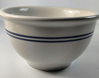 Vintage Classic Mixing Bowl Everyday by Gibson Cream with Navy Stripes 6 1/2" x 3 1/2"