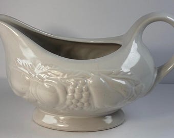 Nature Gravy Boat by Invitations Handcrafted embossed in Fruit 8 1/4” long 5” wide 4 1/2” tall