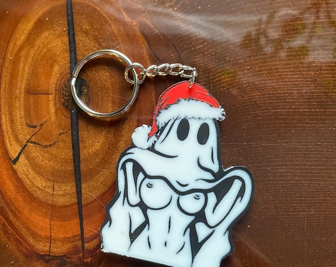 Featured listing image: Christmas BOOObies Ghost Key Chain
