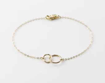 S925 Sterling Silver Cold Wind Double Circle Geometric Bracelet for Women