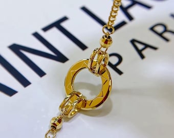 Pulsera de oro macizo de 18 quilates: elegante estilo minimalista, 7,5 pulgadas