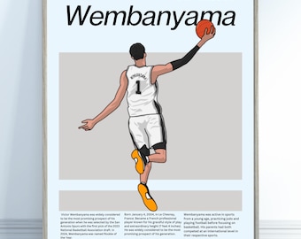 Victor Wembanyama Sports Poster - San Antonio Spurs Wall Art - Vintage Basketball Poster - Aesthetic Sports Decor - High Quality Sport Art