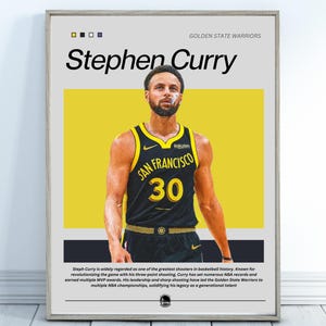 Steph Curry Poster - Golden State Warriors - NBA Poster - Sports Poster - Basketball Gifts - Sport Bedroom Poster - Vintage Artwork