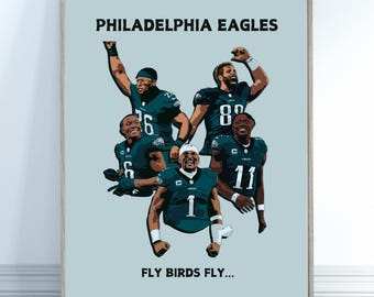 Philadelphia Eagles Poster - Jalen Hurts Poster - Super Bowl - Boys Valentines Gift - Bedroom Poster - Vintage Sports Art - NFL Wall Art