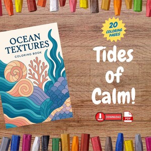 Ocean Textures Coloring Book – Flowing Sea - Inspired Printable for Adults & Teens