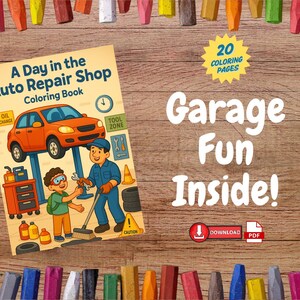 A Day in the Auto Repair Shop Coloring Book – Fun Mechanic Printable for Kids