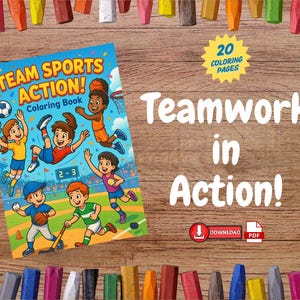Team Sports Coloring Book for Kids: Fun Action Scenes (Ages 6-9) (Digital Download)