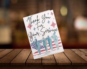 Druckbare “Danke für Deine Dienste” Karte | Militärische Wertschätzung | Geschenk für Soldaten | Militärische Heimkehr Geschenk | Deployment Care Paket