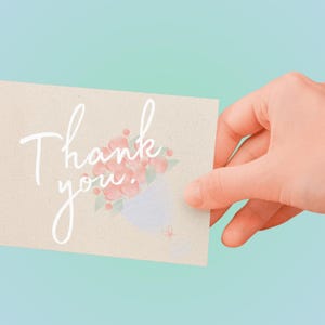 carte de remerciement imprimable | Téléchargement numérique plié | Élégante note florale aquarelle de remerciement | Merci carte de vœux | Téléchargement instantané