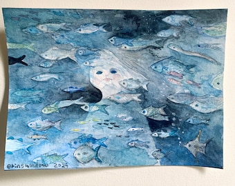 School of fish  - Watercolours on paper