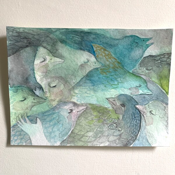 Memory of holding a bird  - Watercolours on paper