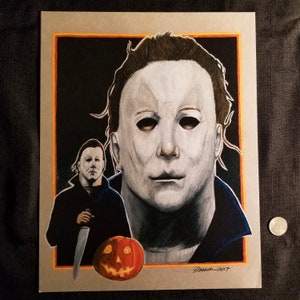 Halloween Michael Myers Colored Pencil Drawing