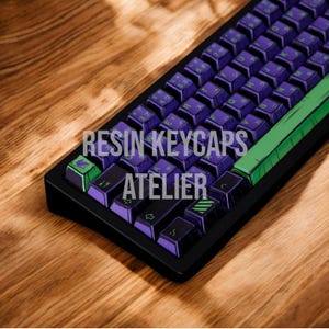 Keycaps Set | Purple & Green Cherry MX Keycaps | EVA-01 Custom Mechanical Keyboard Keycaps | PBT Dye-Sublimated | Anime Gaming Keycaps