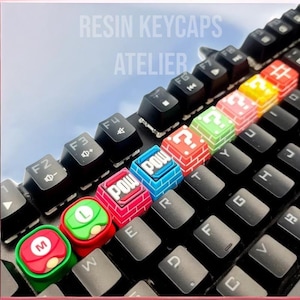 Super Mario Artisan Resin Keycap – Handmade Resin Keycap for Mechanical Keyboard –  POW Block, Question Block, Mario & Luigi