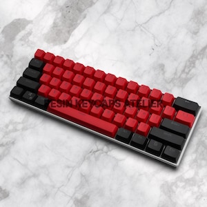 Red & Black Keycaps Set – Minimalist Gaming Keyboard Keys – MX Switch Compatible – Custom PBT Keycaps for Mechanical Keyboard