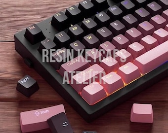 Set di tasti Pink Noir Gradient – 132 tasti PBT per layout ISO – Tasti per tastiera meccanica con profilo OEM – Estetica nera e rosa