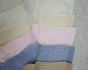 Calcetines deportivos altos de bambú para mujer: calcetines de rayas de colores (6/12 pares)