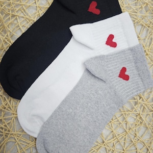 Lovely Heart Socks for Girlfriend or Wife - Cute Women&#39;s Cotton Socks, Self Care Gift, 12 Pairs Set