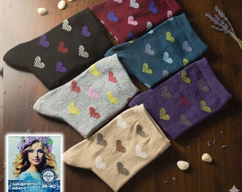 Calcetines de corazón para mujer, juego de calcetines de colores, 6 o 12 pares, talla 36-40