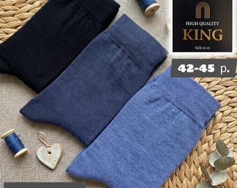 Men High Crew Cotton Socks, Classic Everyday Pack, King EU 39-42 42-45
