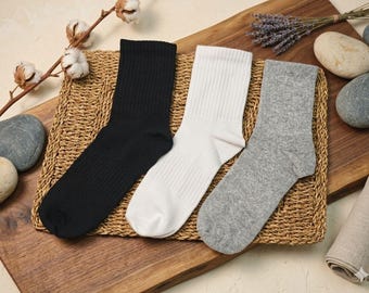 Calcetines de mujer de algodón regenerado: puño alto, transpirables y sostenibles - 12 pares