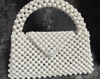 Bolso de cuentas acrílicas, hecho a mano, accesorio, joyería.