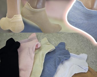 Calcetines bajos de bambú: calcetines tobilleros coloridos para mujer (paquete de 12)