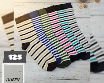 Calcetines de rayas para mujer, calcetines de algodón coloridos, estilo casual, talla 36-40