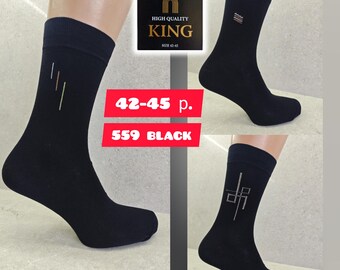 Embroidered Black Cotton Men's Socks Gift Set (US 7-12/9-12)