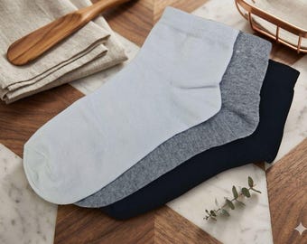 Men's Short Ankle Socks Set, Soft Bamboo Cotton Athletic Socks, Size 41-45
