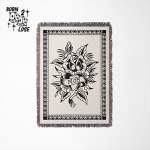 Traditional Tattoo Mom Rose Woven Blanket Flash