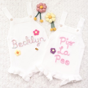 Custom Baby Girl Romper, Personalized Baby Name Romper, Embroidered Baby Romper with Name, Newsborn Summer Outfit, First Birthday Gifts