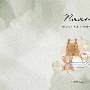 faire-part de naissance vert aquarelle
