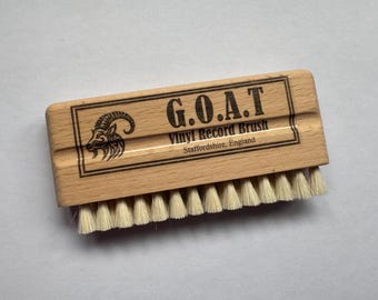 GOAT hair vinyl record brush for LP records, by G.O.A.T, Staffordshire, England